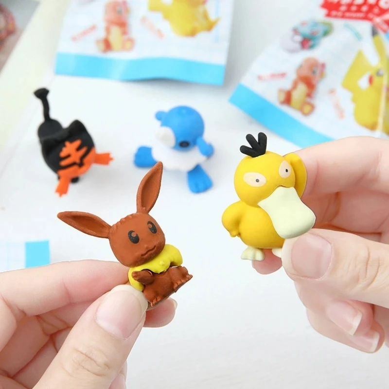 Pokemon Assembly Eraser Cute Pikachu Model Crayon Shin-chan Eraser Sanrio DIY Learning Stationery Children's Toy Birthday Gift