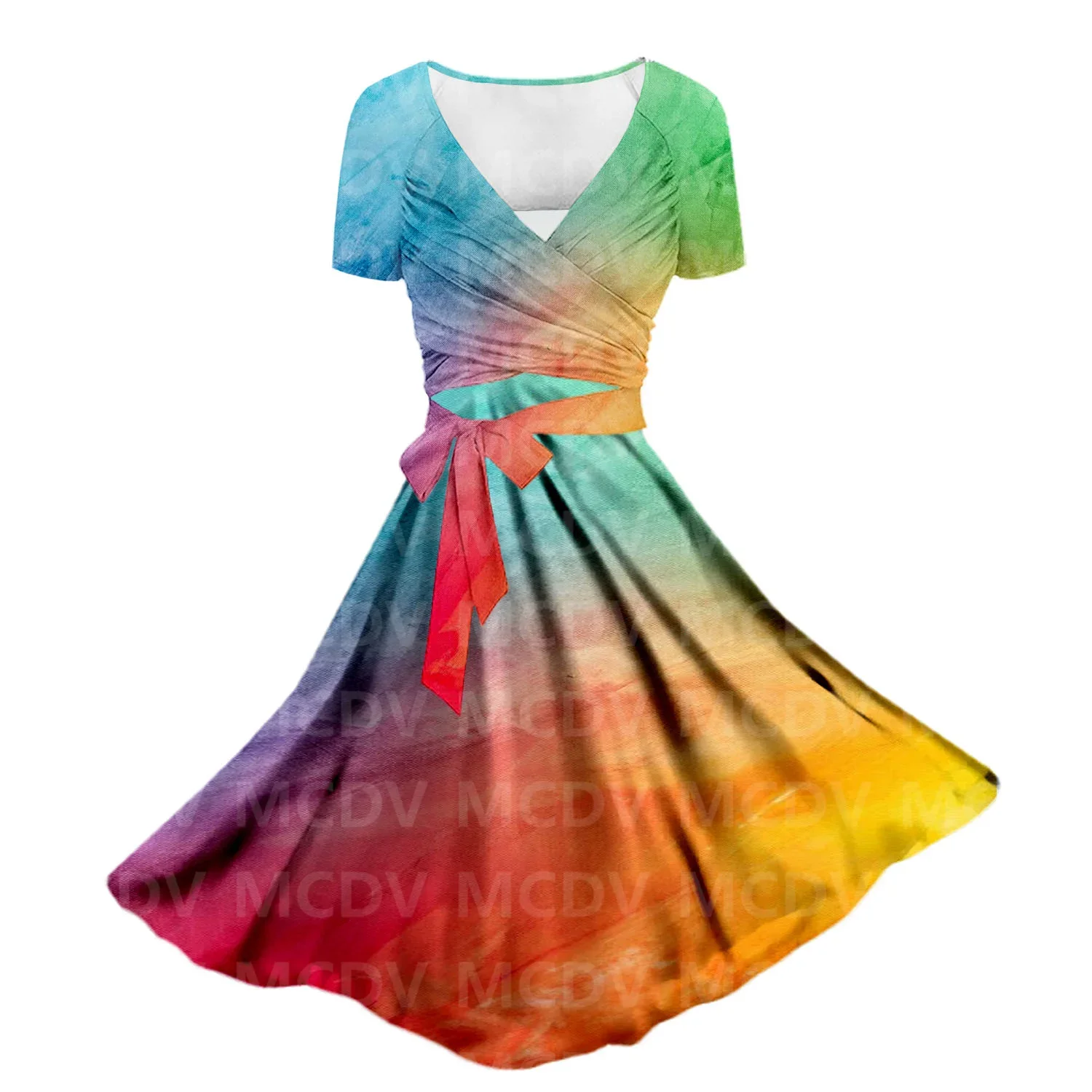 

Women's Summer Gradient Art Two Piece Dress 3D Printed Pocket Dress Female Dresses 01