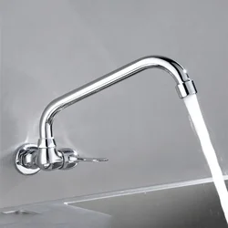 Wall Mounted Kitchen Sink Swing Faucet Hotel Single Cold Water Tap Swivel Spout Faucet Kitchen Faucet Brass Single Cold Water