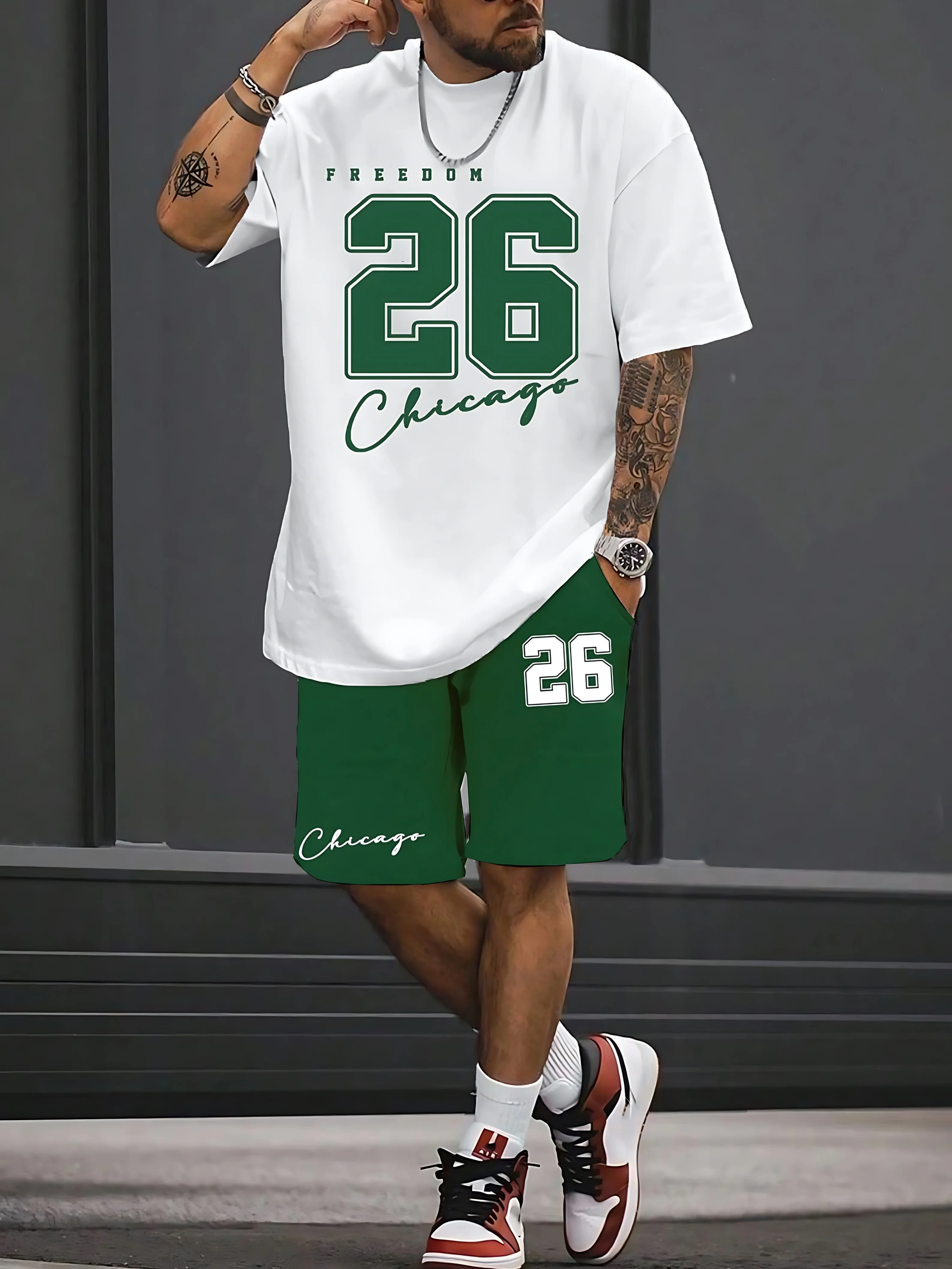 

The 2025 summer bestseller men's set digital sportswear is casual sporty breathable and lightweight