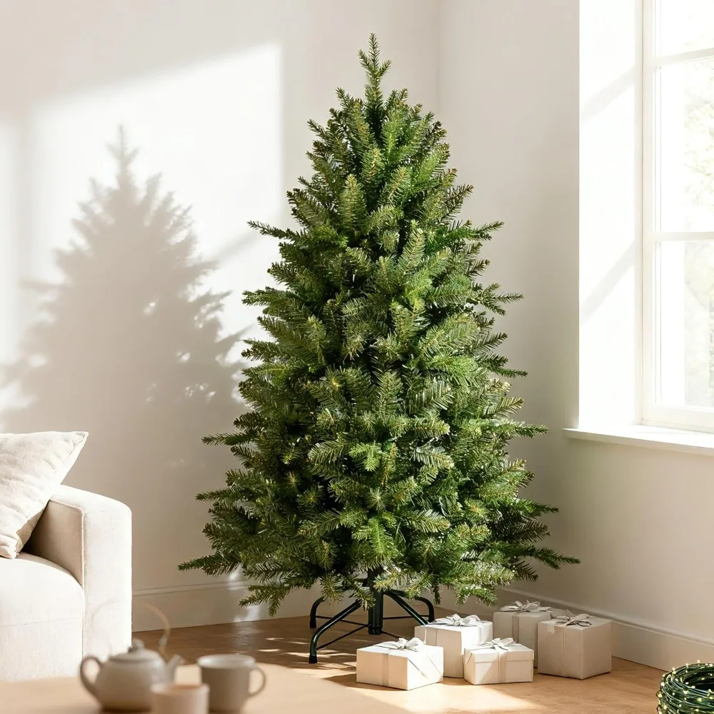 

Premium Foldable Spruce Artificial Christmas Tree, 4 Feet Tall, 668 Mixed PE & PVC Branch Tips, Unlit Green