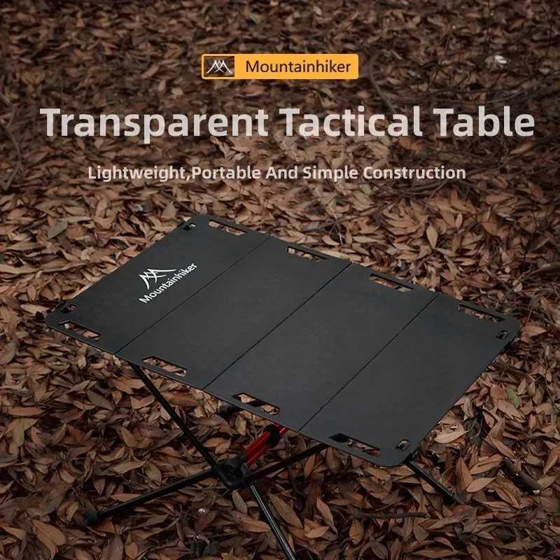 MOUNTAINHIKER Lightweight Outdoor Camping Aluminum Alloy Transparent Tactical Table Non-slip PortableTourist Mini Folding Table