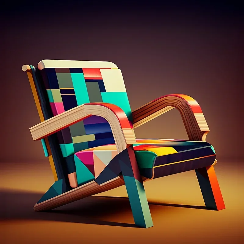 Original Design Abstract Color Block Art Leisure Single Chair International Pavilion Furniture W2