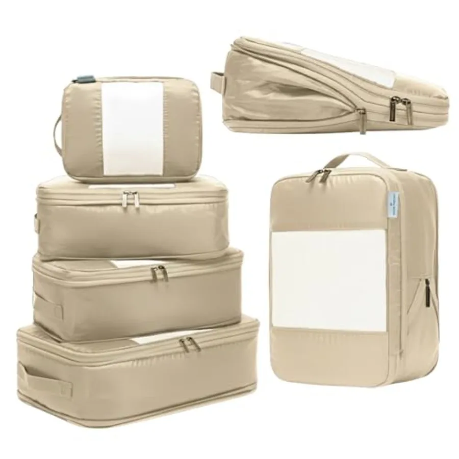 

Набор из 6 больших компрессионных упаковочных кубов для путешествий - легкие водонепроницаемые органайзеры для багажа в темно-синем цвете, компактные, удобные для переноски