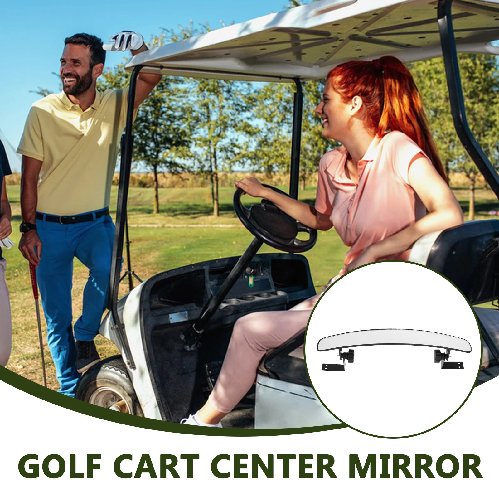 

1Set Golf Cart Center Rearview Convex Mirror Replacement Wide Angle Mirror Durable ABS Glass for Golf Cart Safety