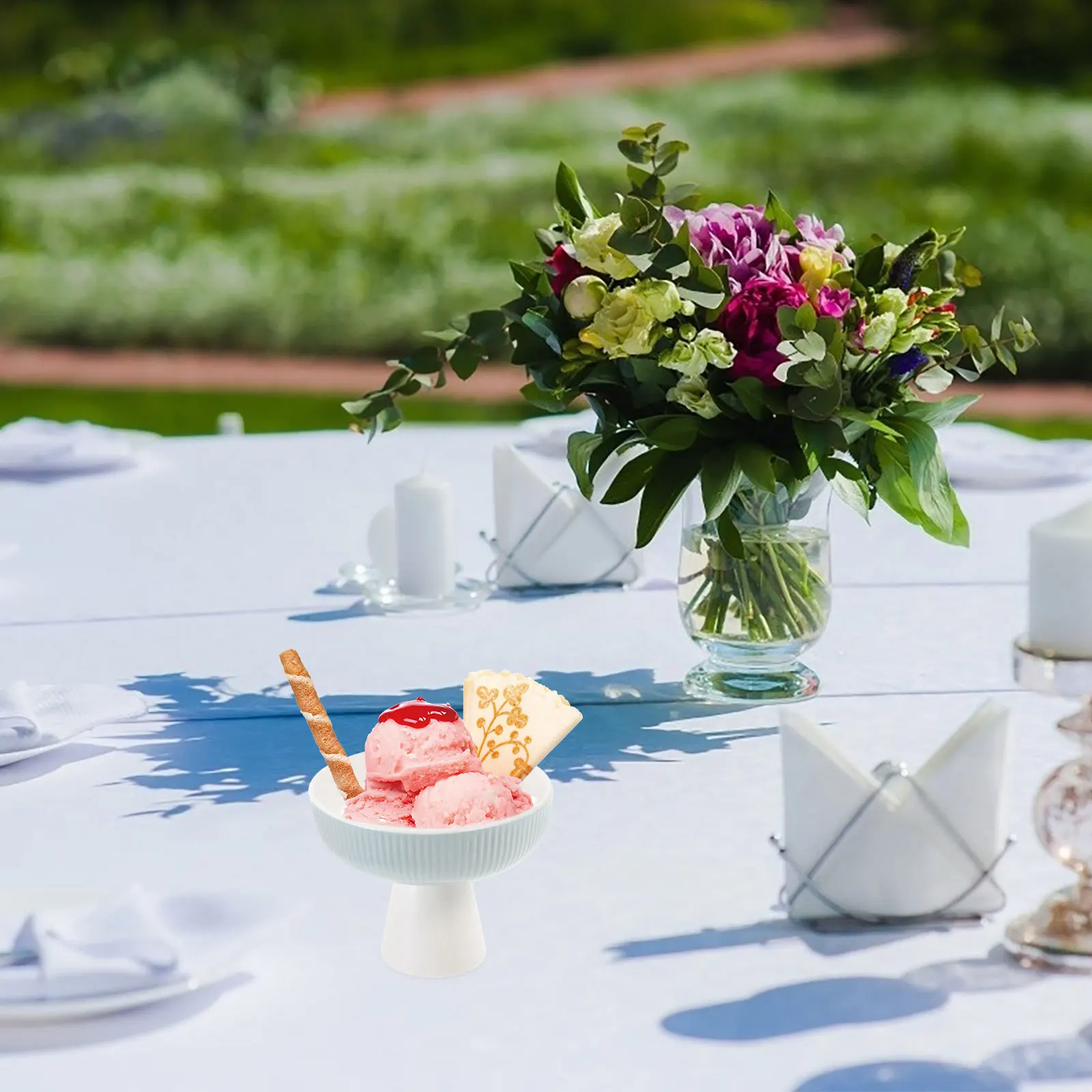 

Premium Ceramic Ice Cream Cup Nordic Design Dessert Bowl Smooth Rim Easy Gift for Birthday Wedding Party Banquet Use