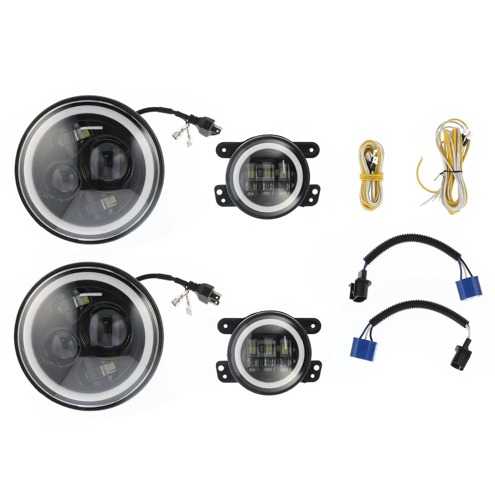 

Auto Accessories Car Accessories Halo Headlights Fog Lights 4 in 1 Combo Kit for White Yellow Dual Color Fit for Jeep wrangler