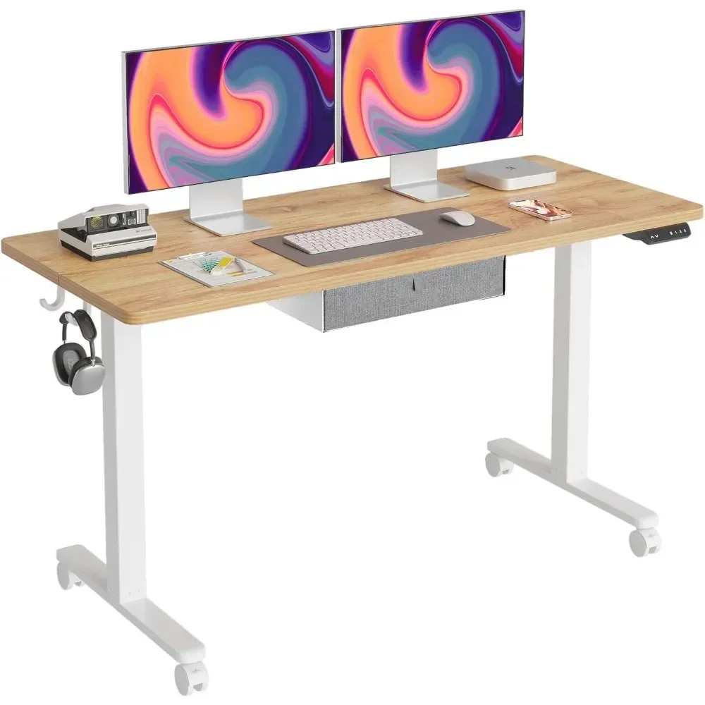 Standing Desk 55 x 24 Inch with Drawer, Electric Stand up Adjustable Height Electric Stand up Desk,