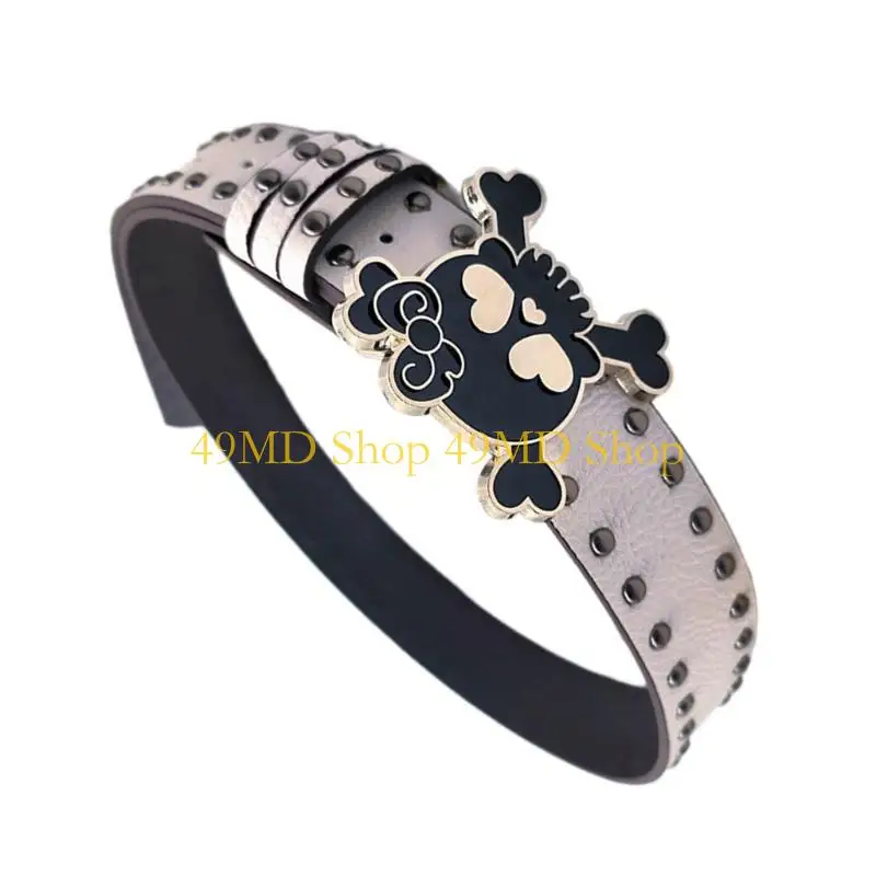 49md czaszka klamra klamry pu pasek dla kobiet 2000s subkultury nity Pasek w talii dla nastolatków dla dziewcząt chłopiec