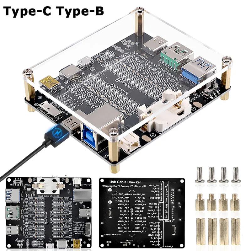 Type-C Type-B Micro Short Circuit Switch Test Board Data Cable Anomaly Detection USB Cable Tester For iOS Android Test Board