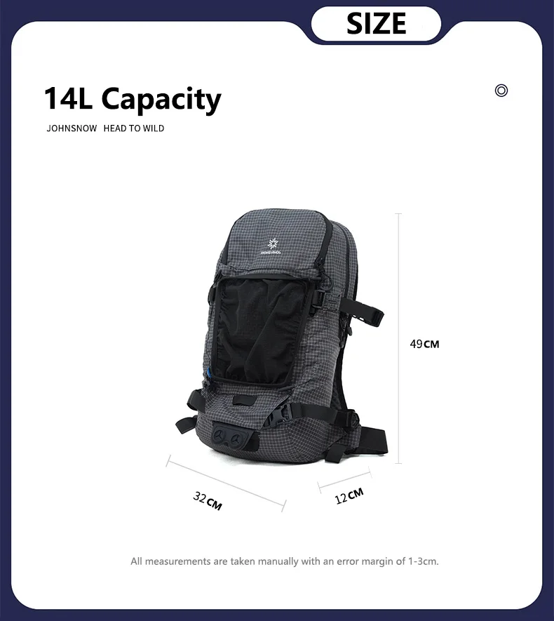 John Snow Ski-Touren-Rucksack für Herren und Damen, leichter Tagesrucksack zum Snowboarden, Rückenland, Skifahren, Wandern und Bergsteigen – Detail 1