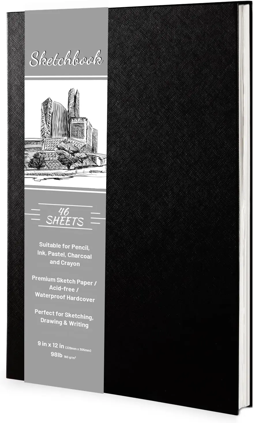 

9"x12" Hardcover Sketchbook, 160GSM Smooth Paper, 92 Pages, Micro-Perforated
