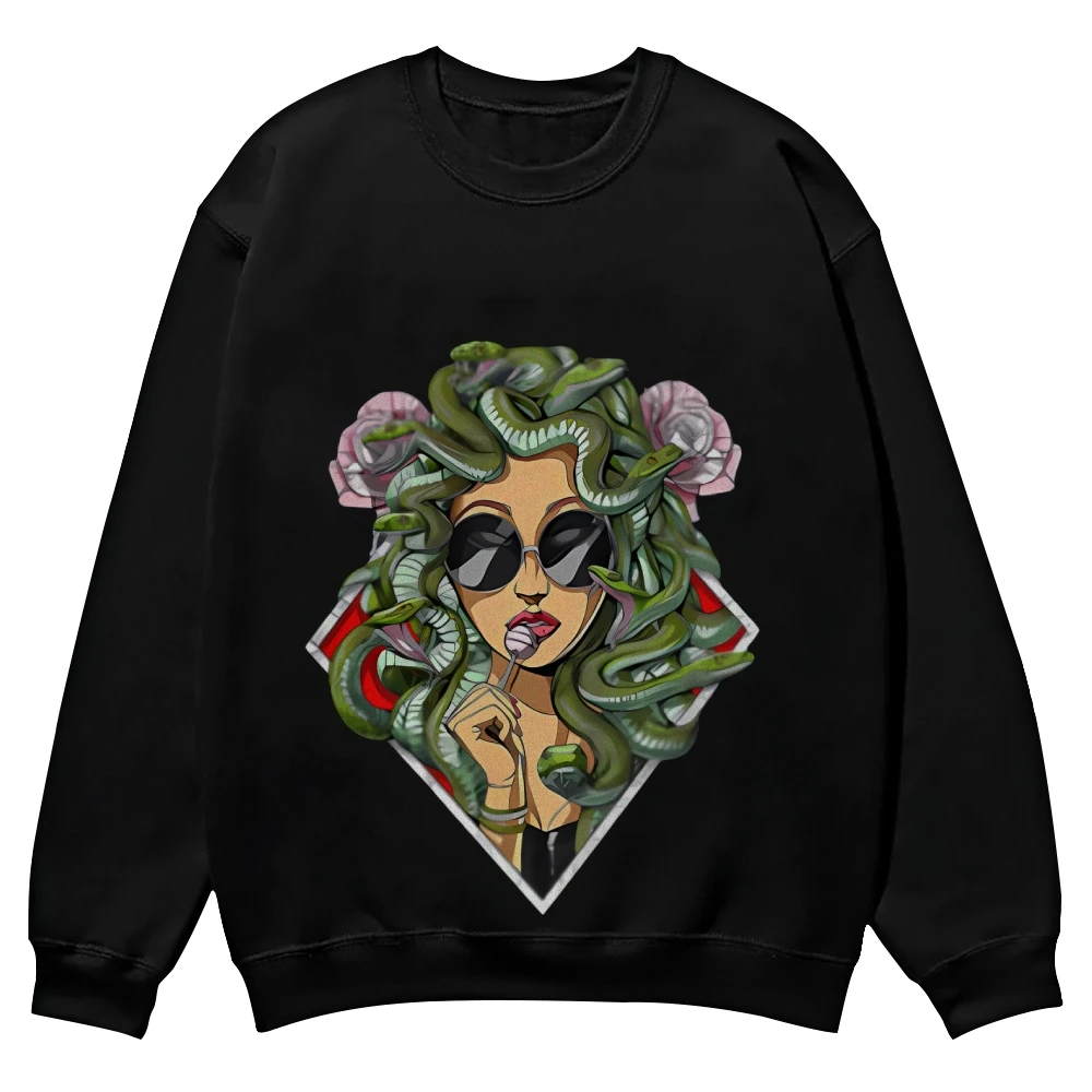 سترة قطنية مطبوعة على شكل ثعبان للفتيات ، ياقة دائرية ، سويتر مصمم على الموضة ، كتف حديث ، خريف وشتاء ، اتجاه جديد #4