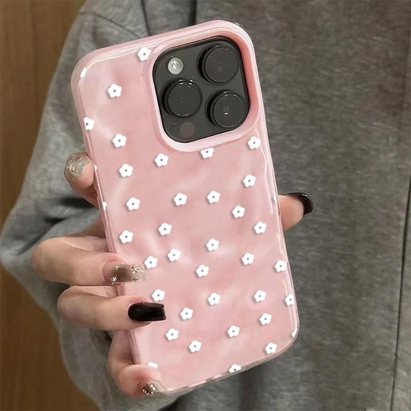 Cute Ditsy Floral White Flower 3D Phone Case for iPhone 17 16 15 Plus 14 Pro 13 12 11 Pro Max 17 Air Soft TPU Shockproof Cover view 2