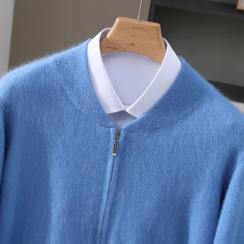 

Мужской осенне-зимний кардиган на молнии, норковый кашемировый бейсбольный галстук с карманом, толстый вязаный свитер с длинными рукавами, свободные универсальные куртки