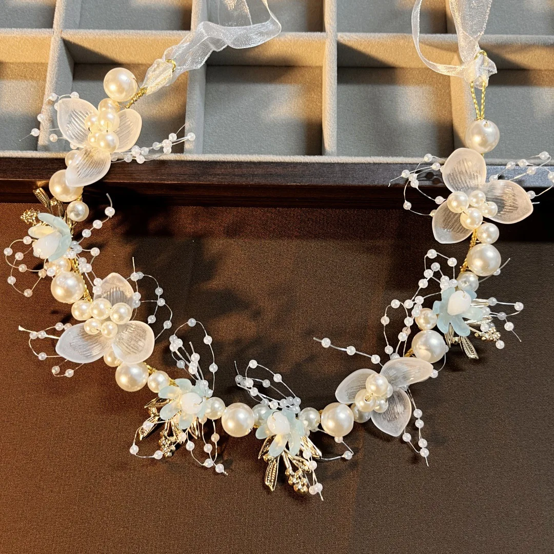 

헤어 악세사리Elegant Girls Headband Imitated Pearl Hair Headdress Baby GirlsFlower Bridal Hair Accessories Wedding for Girls and Women