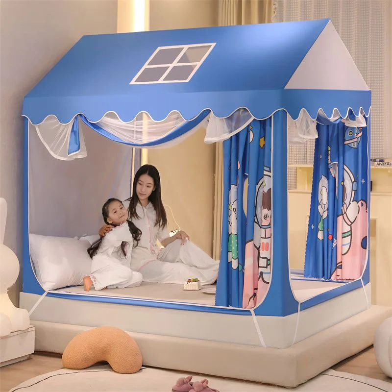 Creative House Shape Boy Girls Universal Mosquito Net Big Space Three-door Home Mosquito Net Baby Anti-fall Protect Mosquito Net