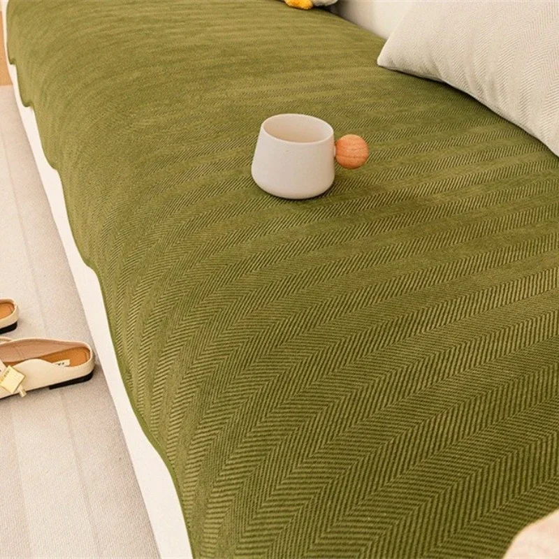 Irregular Four Seasons Universal Chenille Sofa Cover Solid Color Striped Sofa Towel for Living Room Non-Slip Couch Cushion Home