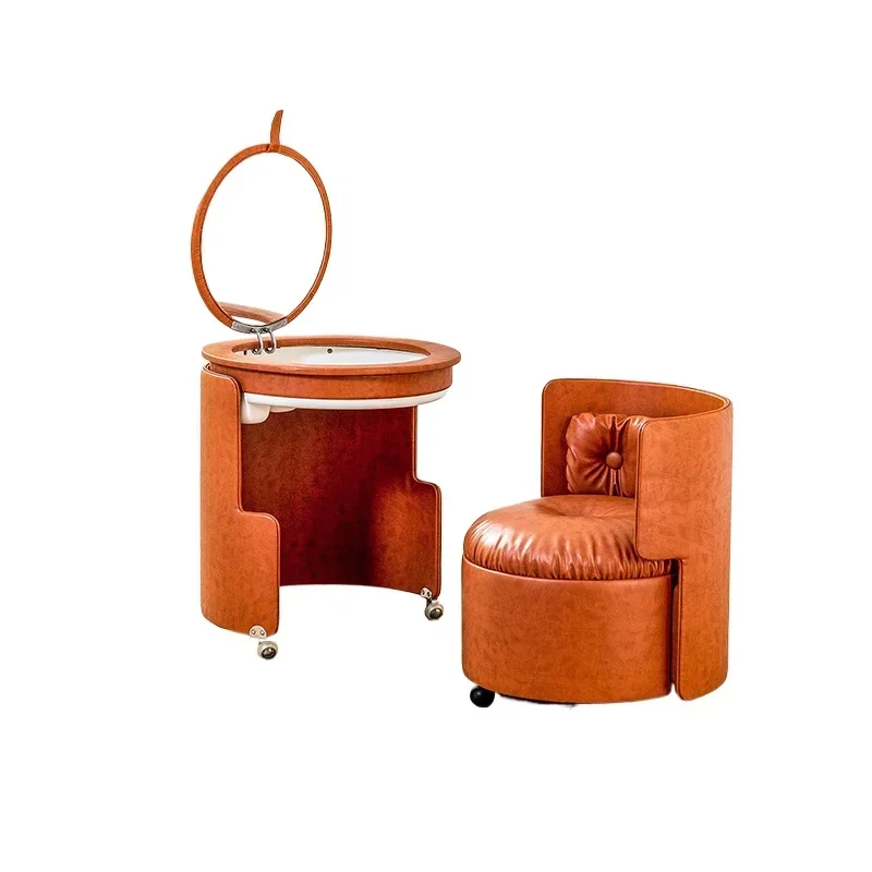 

~Dresser/Italian minimalist small apartment household leather cosmetic table and chairs