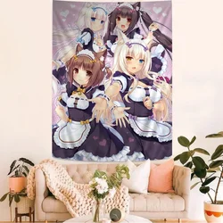 Anime Nekopara Movie Sticky DIY Wall Tapestry Hippie Flower Wall Carpets Dorm Decor Wall Art Decor