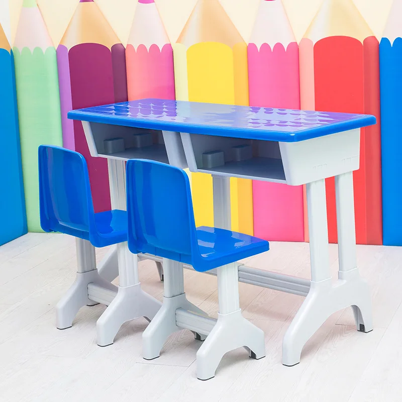 Ensemble de Table d'entraînement pour enfants de la maternelle, Tables d'étude en plastique pour enfants, bureaux et chaises scolaires, Tables doubles en plastique et acier