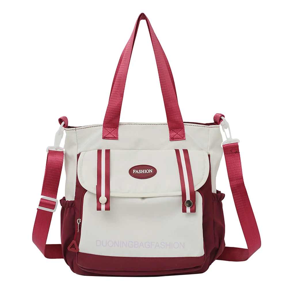 Bolsa escolar Colorblock para meninas e mulheres adolescentes, grande capacidade, bolsa casual, alça superior, estudantes