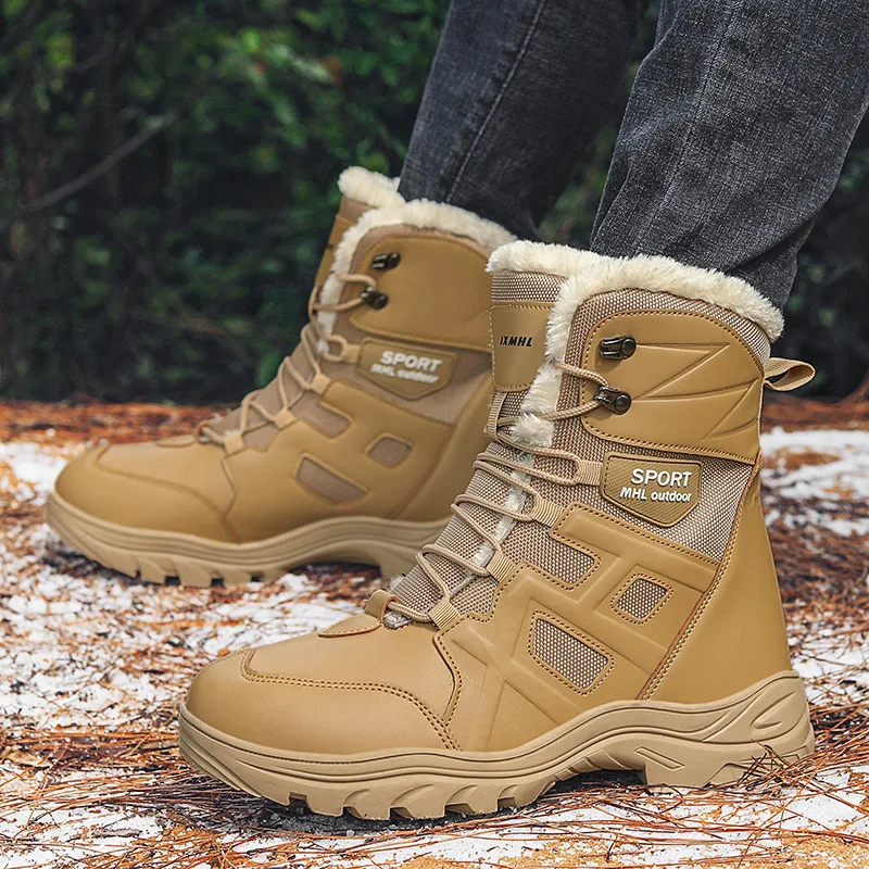 

Boots Men Snow Plus Size Shoes Men Hiking Warm Fur Ankle Boots Men's Winter Boots Lightweight Working Shoes Male Footwear