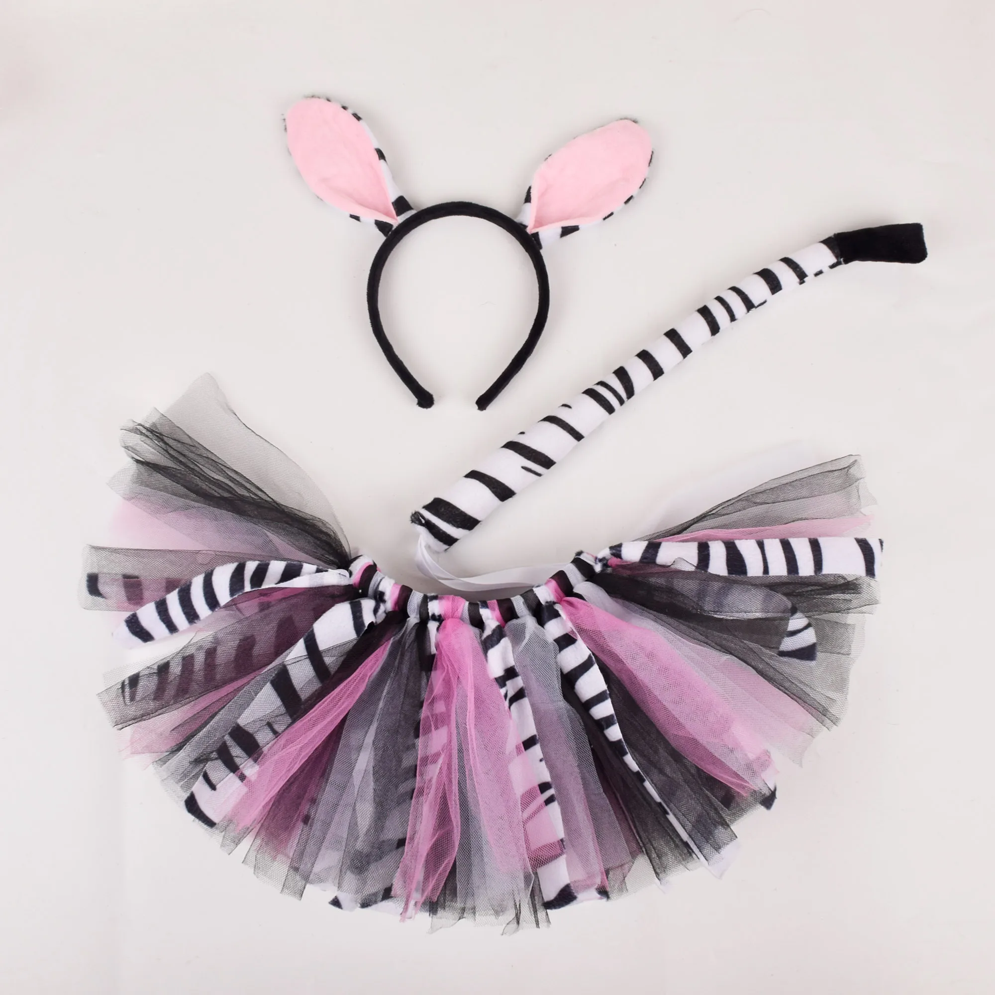 Kids Children Animal Costume Monkey Party Gift Headband Skirt Tail Bow Props Cosplay Halloween Carnival Birthday Headwear 1-*12Y