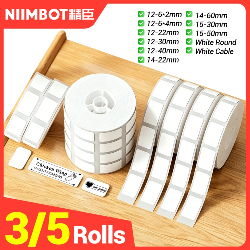 3-5-ロール-niimbot-防水抗油ホワイトラベル紙傷つきにくいテープステッカー-d11-d110-d101-h1s-ミニサーマルプリンタ用
