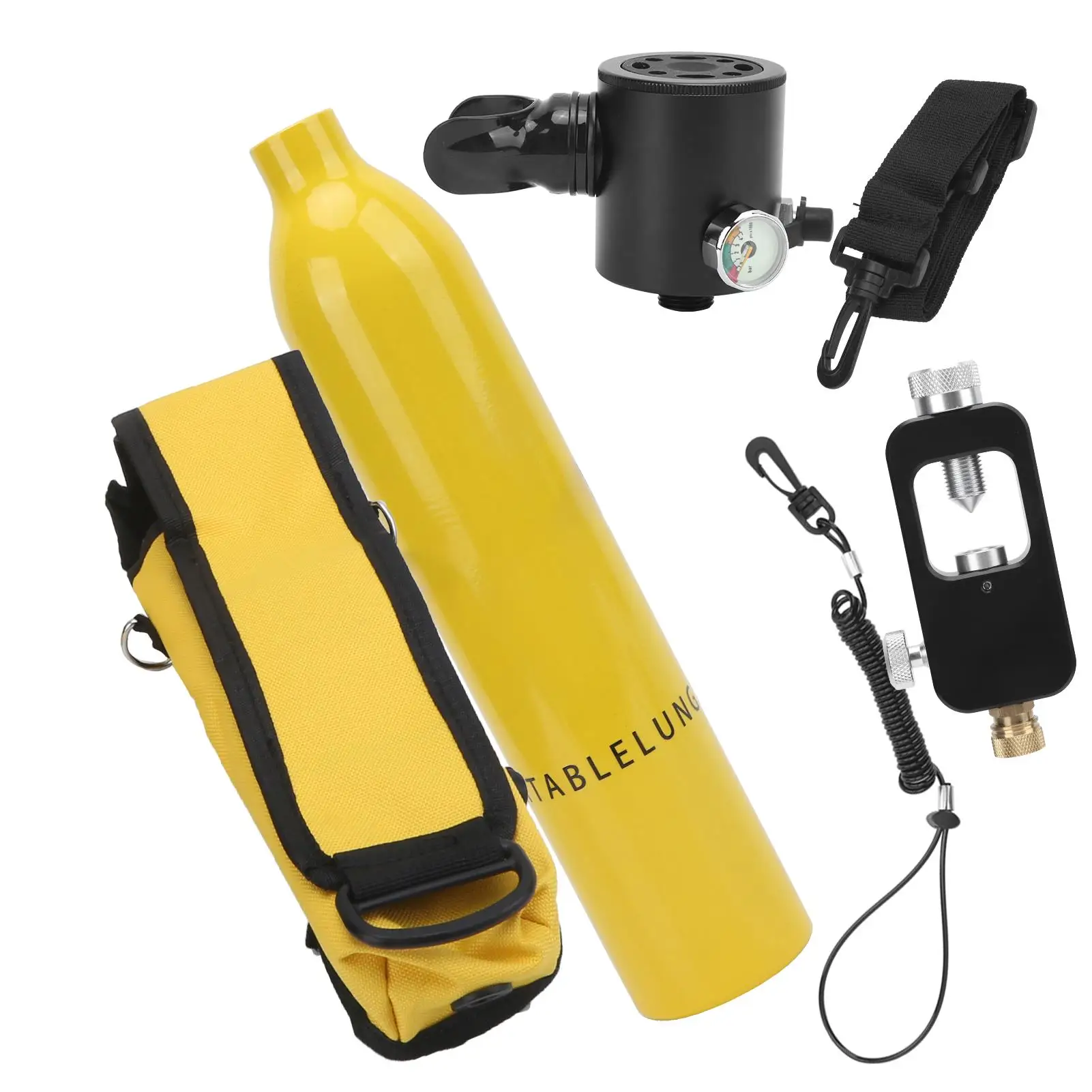 Dideep 0,5l Duikcilinder Kit Gasmasker Onderwater Zuurstoftank Ontluchtingsklep Adapter Snorkel