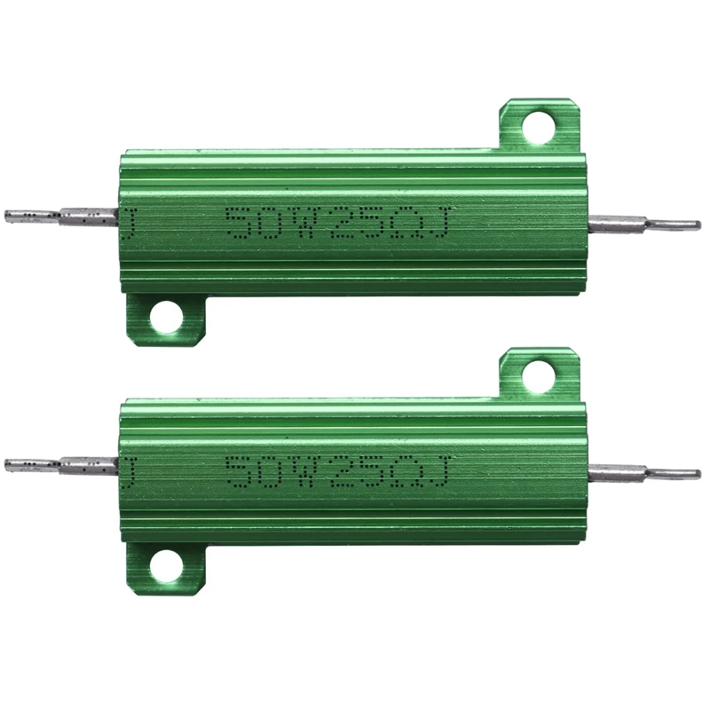 Alumínio Case Chassis Montado Wirewound Resistor, Verde, 50W, 25 Ohm, 2 Pcs