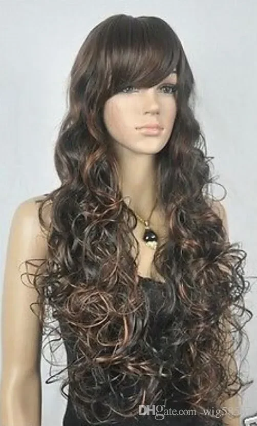 

WIG Hot Sell New Fashion Sexy Long Dark Brown Mix Curly Women's Lady's Hair Wig Wigs