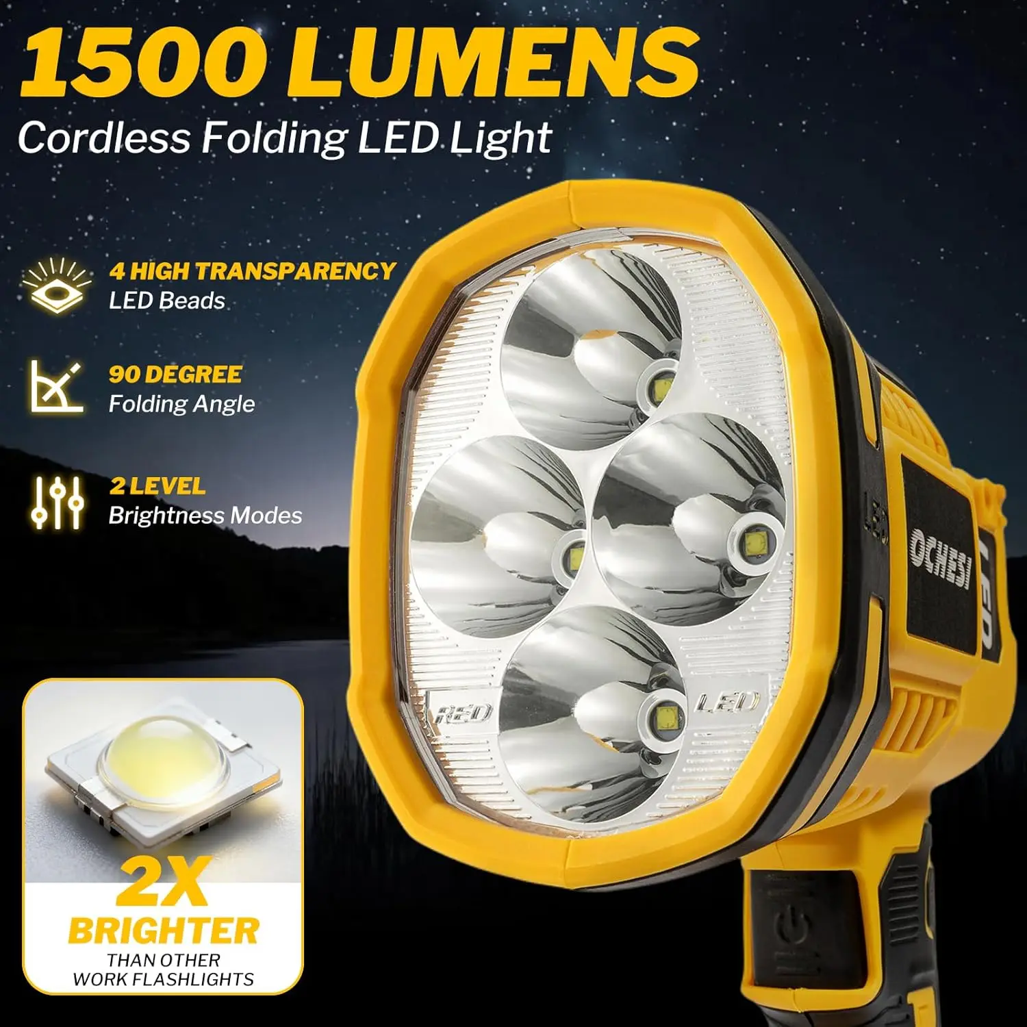 20V LED Work Light / Flashlight For DeWalt - Handheld Spotlight Far Distance 1500 Lumens Cordless Spotlights Power tools