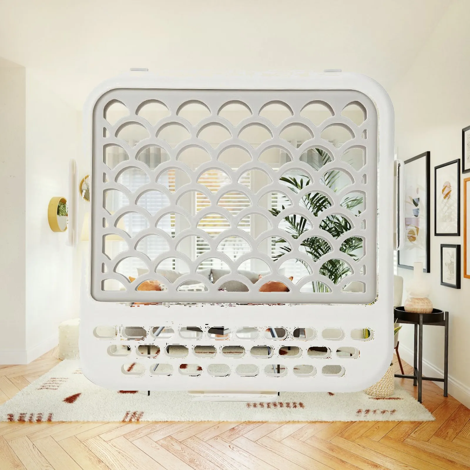Dishwasher Basket with Silicone Mesh | Split-Storage Layout, Space-Saving Design, Small-Item Cleaning Basket, for Kitchen