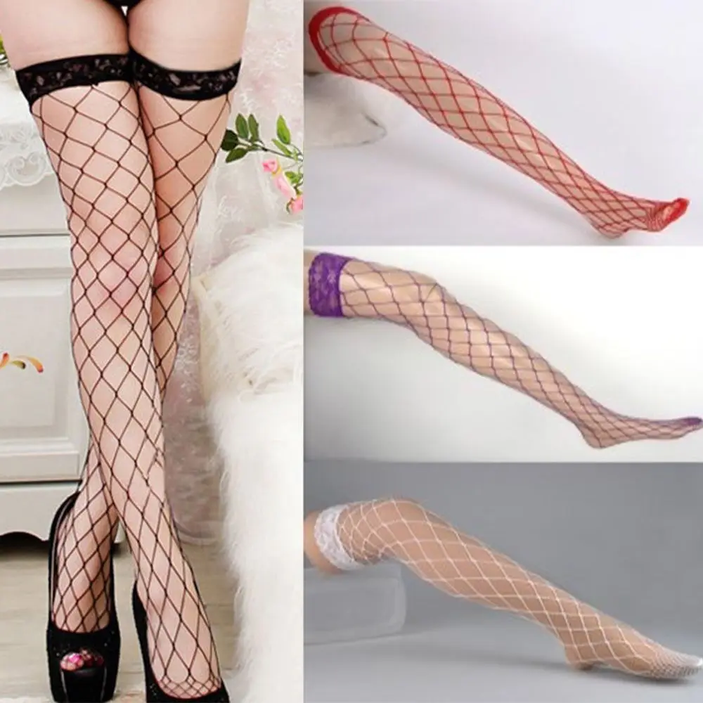 Fashion Glamorous Women Stockings Fashion Sexy Lady Large Mesh Fishnet Pantyhose Top Stay Up Thigh High Stockings Tights