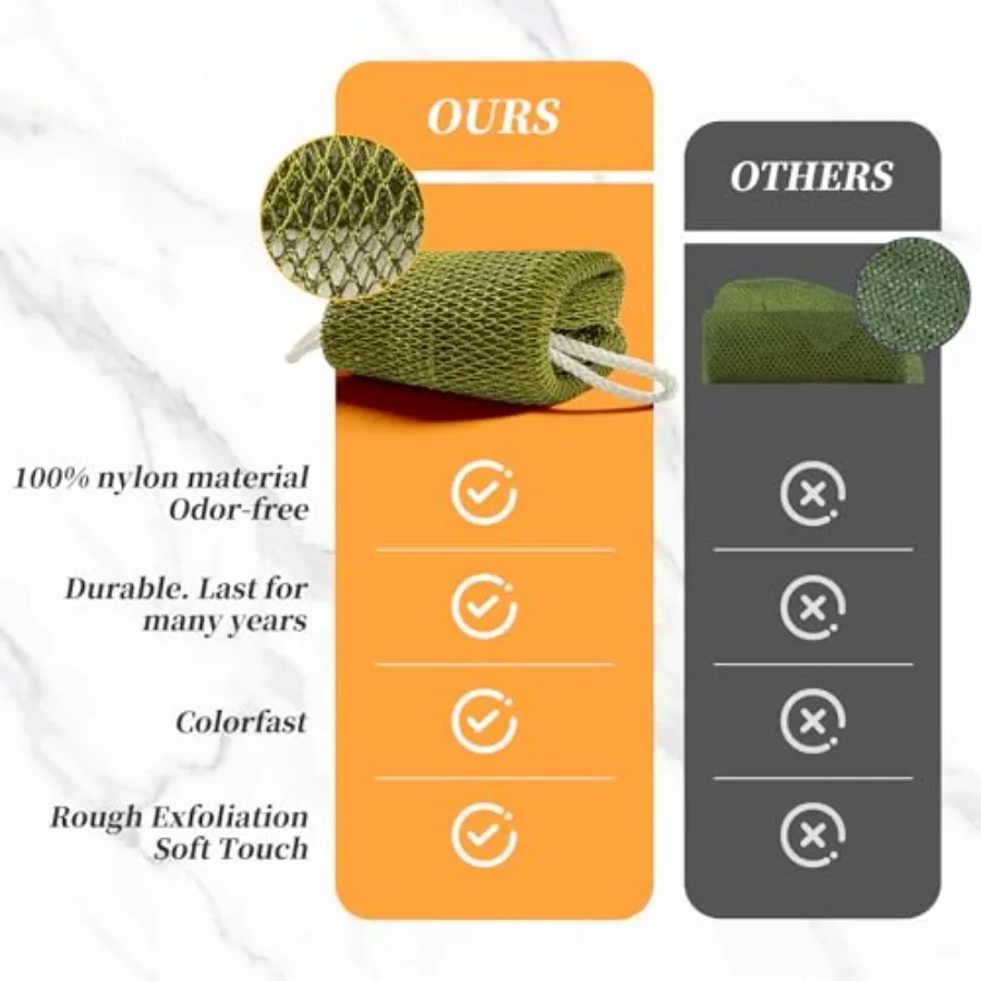 African Net Sponge Authentic 2 Pack, Exfoliating Body Scrubber for Daily Use, Back Scrubber Bath Sponges for Women Men, Travel view 4