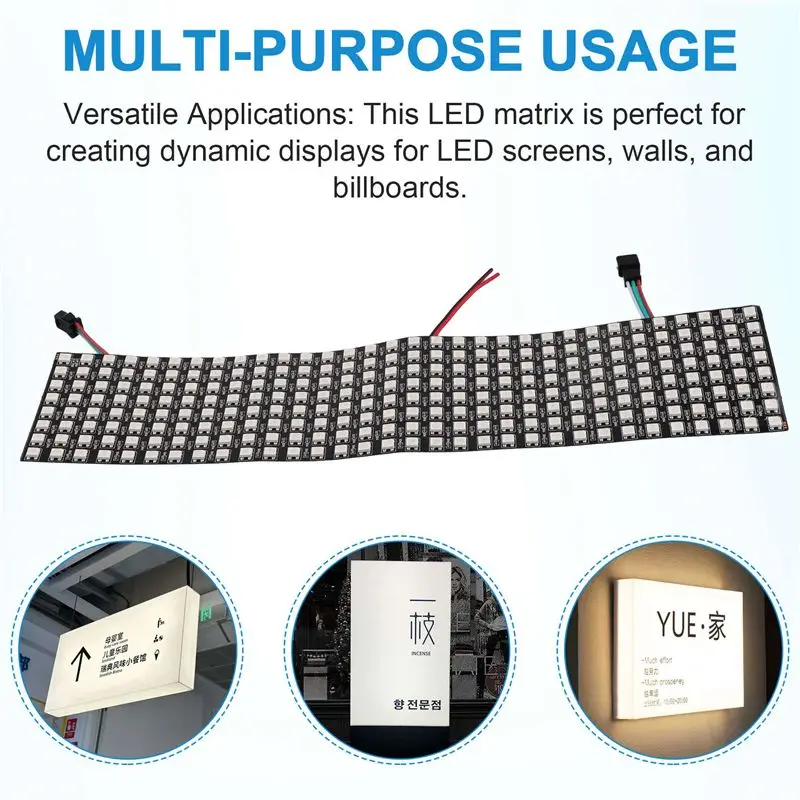 A29F-WS2812 Led Programmable Light Individually Addressable Flexible For Video Display, DC5V (8X32)