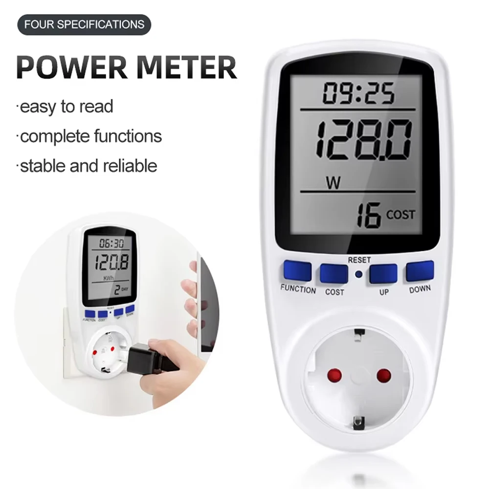 Smart Power Meter Socket with KWh Energy Meter US/UK/AU/EU Plug Optional WiFi Enabled Power Analyzer for Home Automation