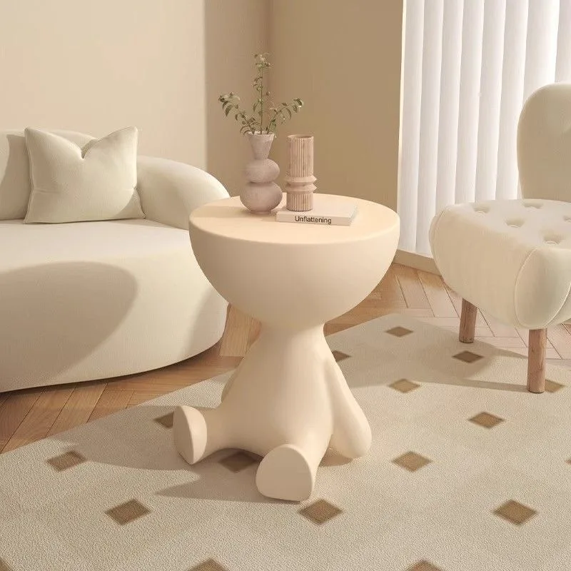Modern Flat Top Side Table, Lightweight Plastic Bedside End Table, Minimalist Small Space Accent Table for Bedroom Living Room