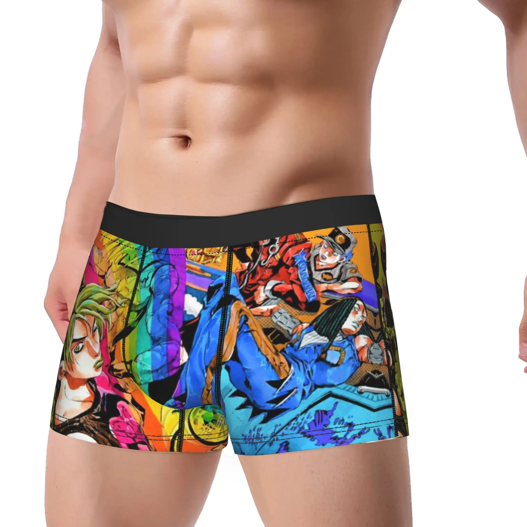 Colorful JoJo's Bizarre Adventure Underpants Homme Panties Male Underwear Print Shorts Boxer Briefs