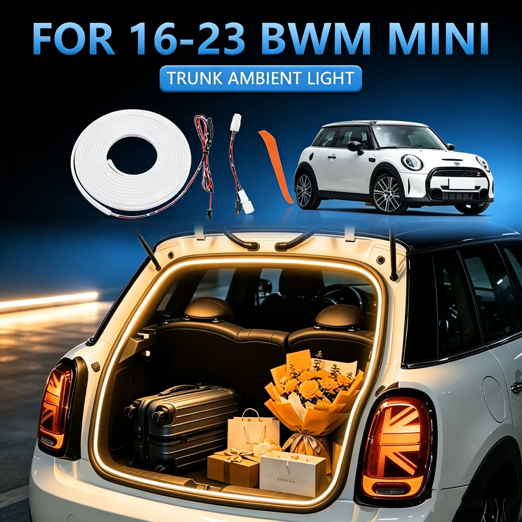 Outdoor Lighting Led Strip - 2016年～2023年式 BMW MINI 車用 トランクルーム内装照明、屋外キャンプ用照明、シリコン製LEDライトストリップ、装飾用ライト
