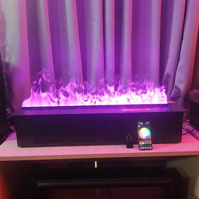 7 Color 3D Electric Fireplace APP & Remote Control US Plug Steel Freestanding LED Steam Fireplaces for Hotels Indoor Use