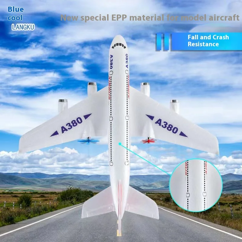 Rc Plane Fixed Wing Foam Aircraft Hw30 Remote Control Aircraft A380 Airbus Two Channel Backward Push Dual Power Model Glider Toy