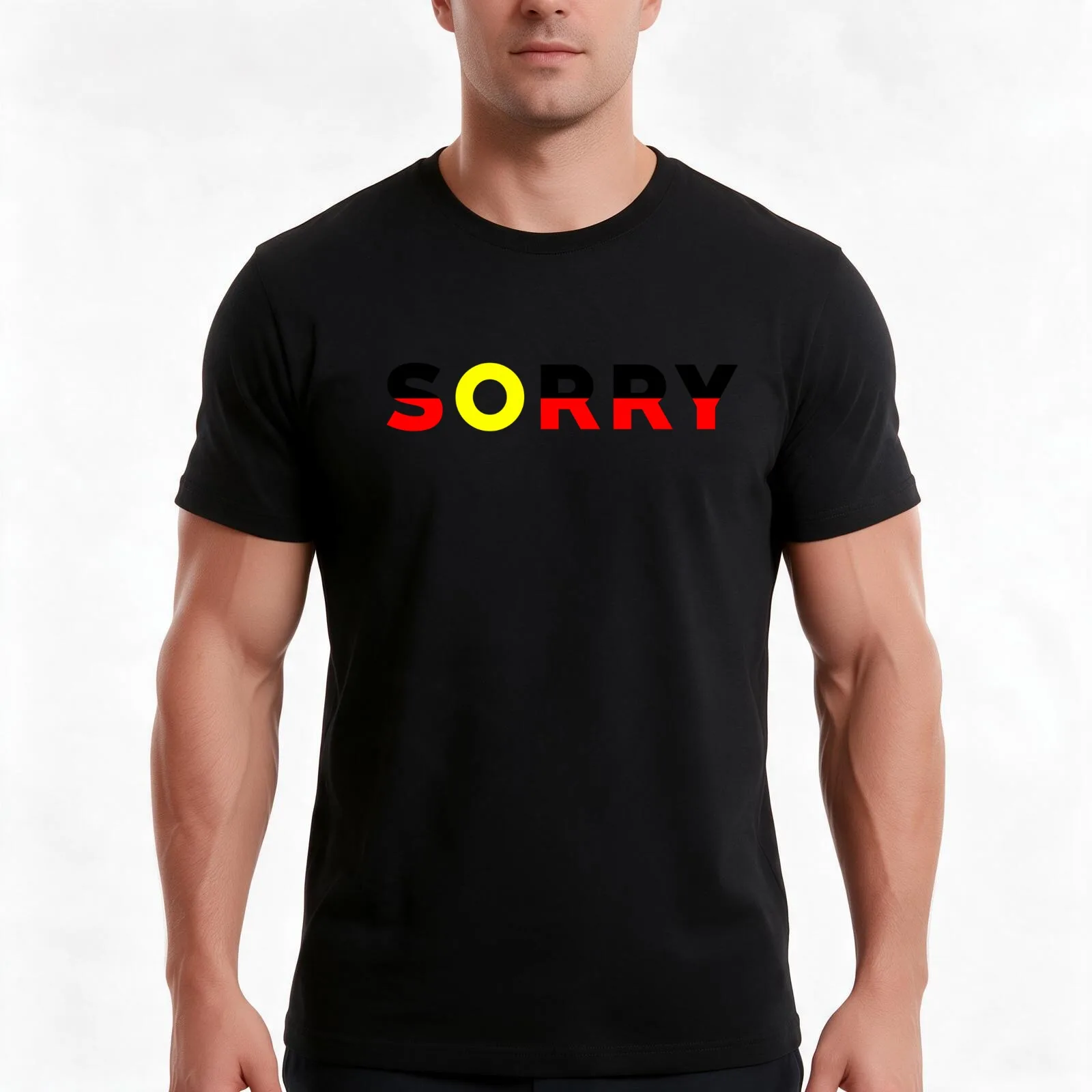 Sorry T-Shirt, Summer Casual Cotton Tee, Oversized Streetwear Tops, Vintage Graphic Print, Loose Fit Short Sleeve, 100% Cotton