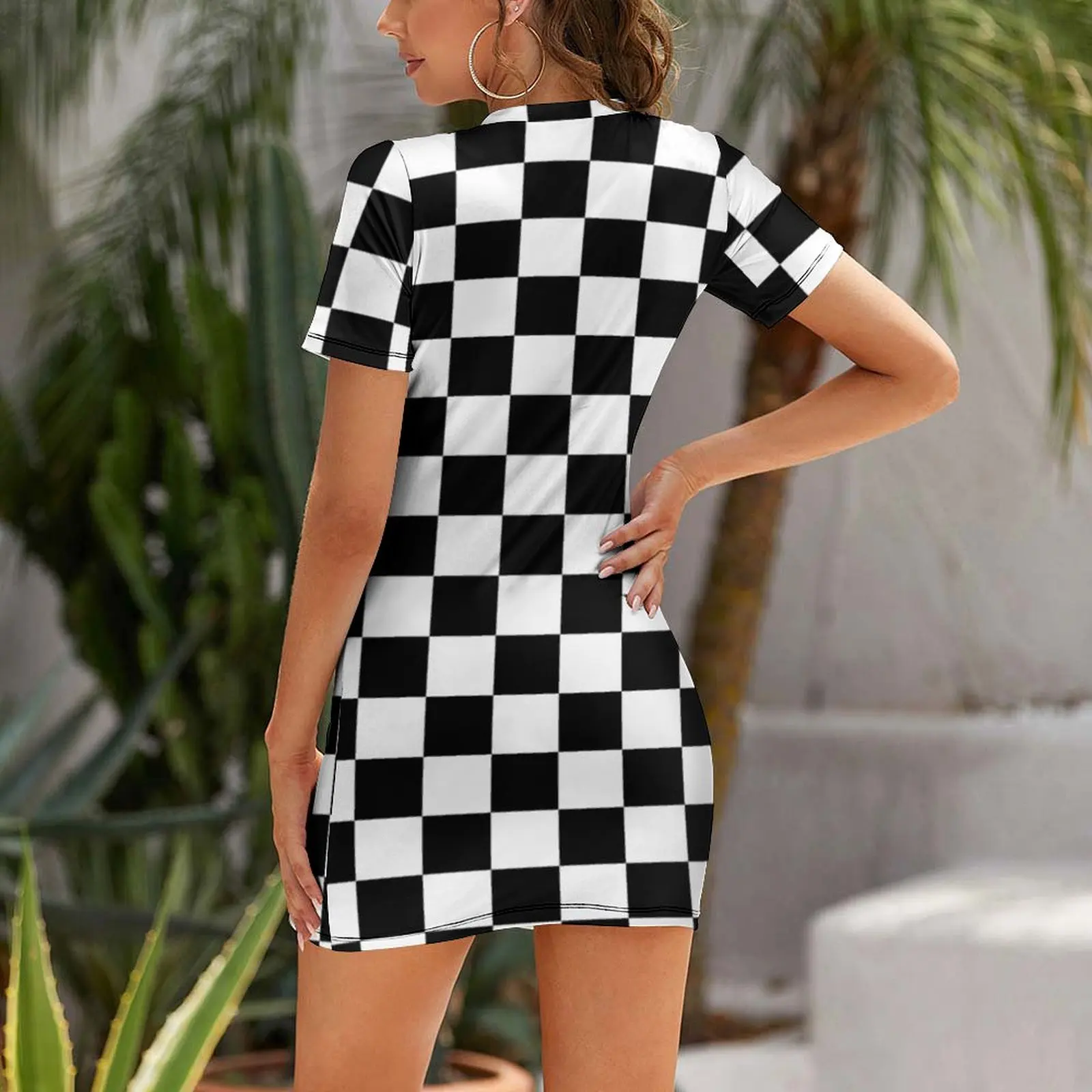 Chequered Flag Leggings - Checkered Racing Car Winner Jeggings Short Sleeved Dress women evening dress summer dresses Dress