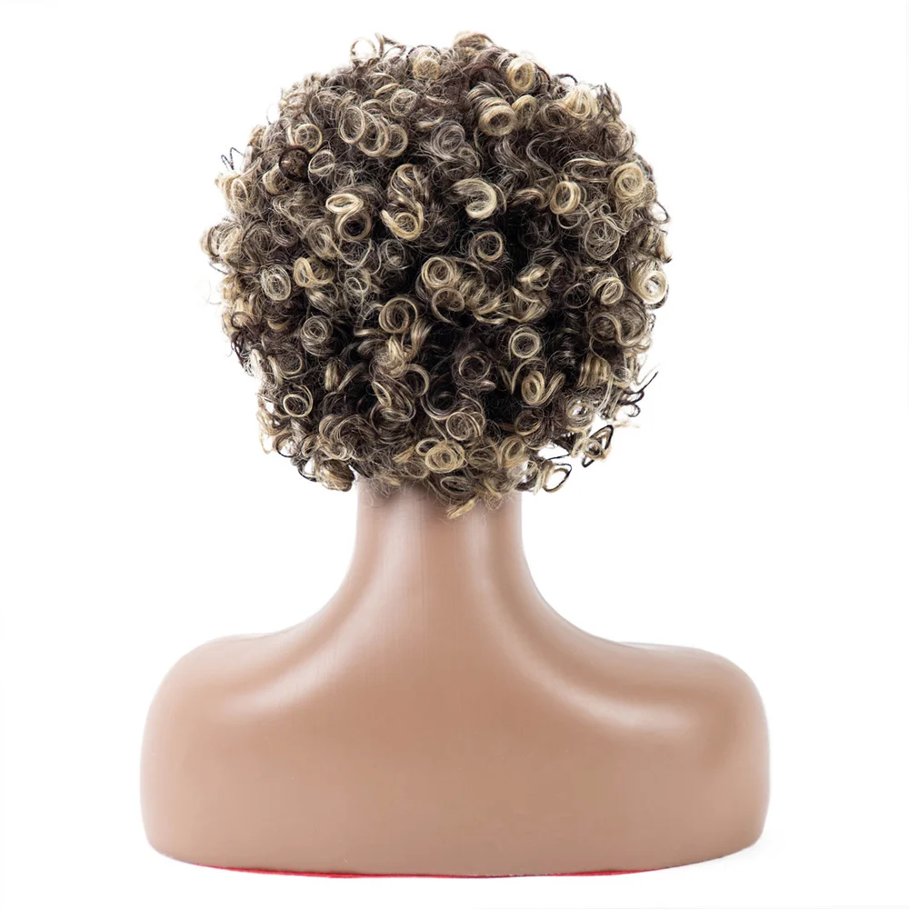 Peluca africana corta, pelo sintético mezclado Natural rizado, Color degradado para mujeres negras, pelucas de moda para uso diario femenino, Cosplay de fiesta