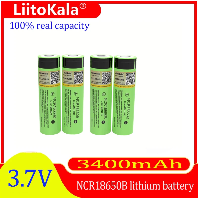 Hot LiitoKala New Original NCR18650B 34B 3.7V 18650 3400mAh Rechargeable Lithium Battery Flashlight Battery