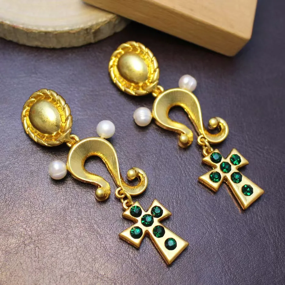 

New vintage all-in-one earrings VINTAGE niche design earrings Geometric long without piercing earrings clip women's fashion