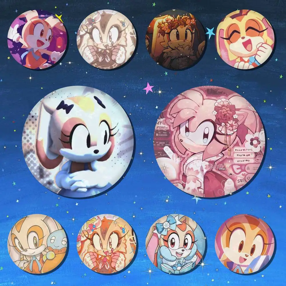 Cream The Rabbit Icon Brosche aus Weißblech, Figuren-Icon-Abzeichen, handgefertigte Broschen zur Dekoration von Rucksäcken und Kleidung