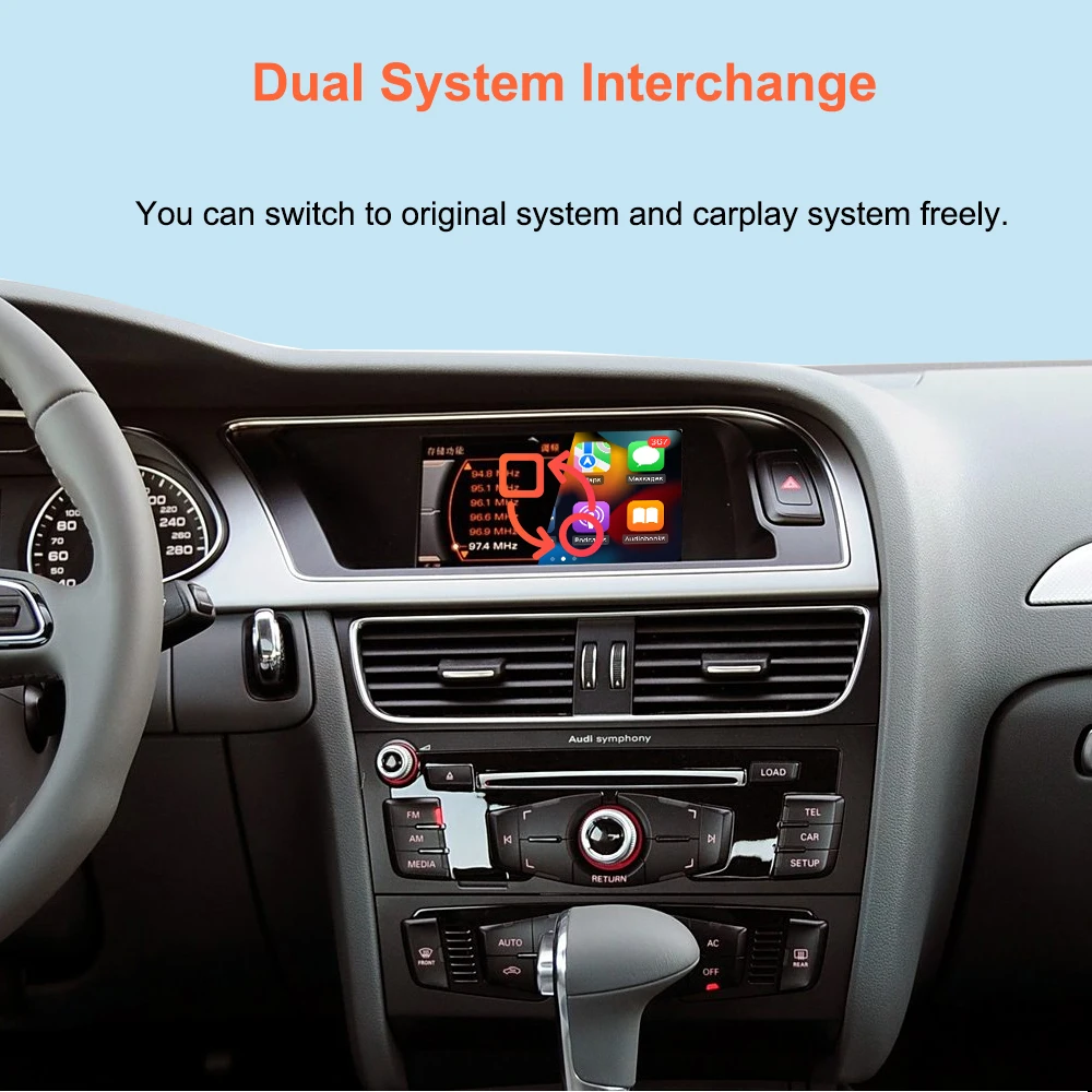 BONROAD Smart Retrofit Module Box Wireless Carplay & Android Auto for Audi A4 B8 Q5 A5 S4 S5 - OEM Screen Upgrade Airplay Autolink Interface view 5